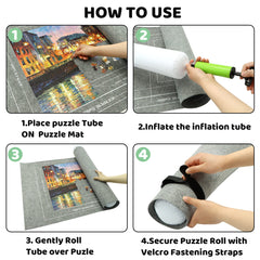 FELIZROCA puzzle mat roll up inflatable tube supports puzzle stability.