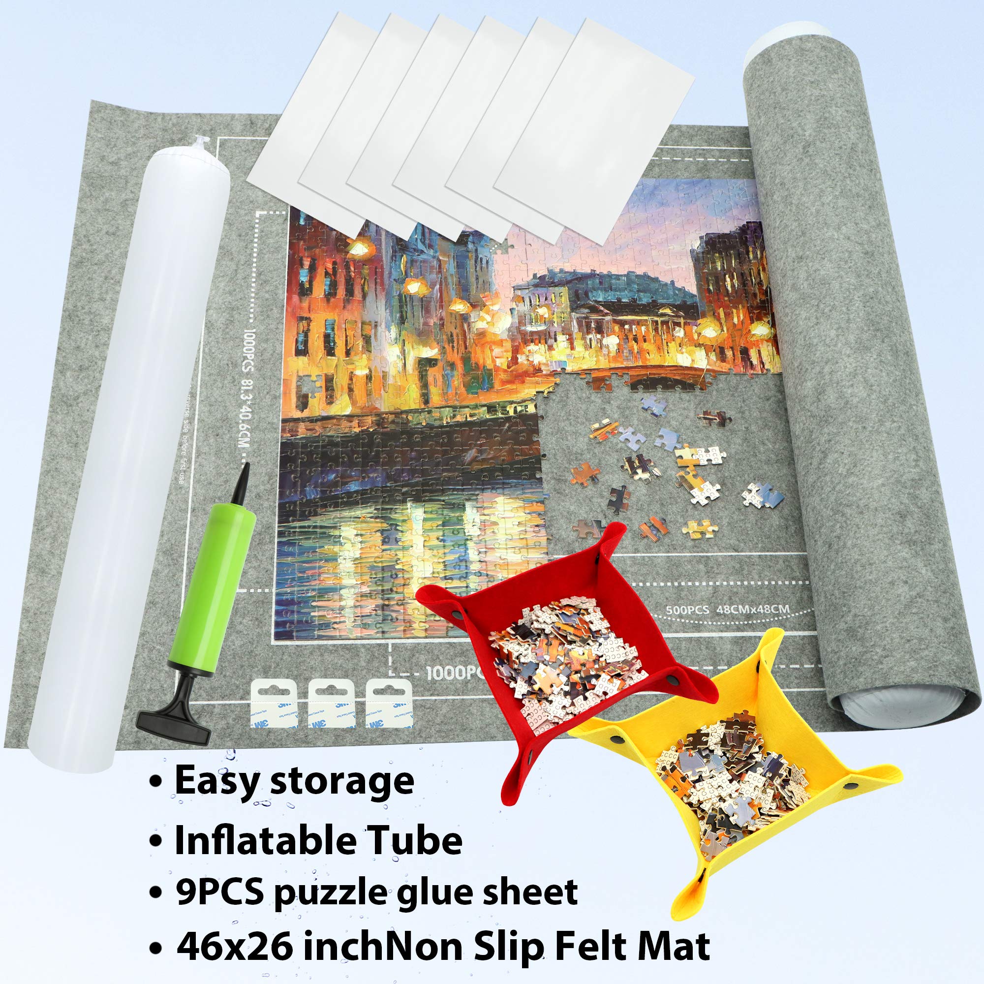 FELIZROCA puzzle mat roll up glue sheets protect finished sections.