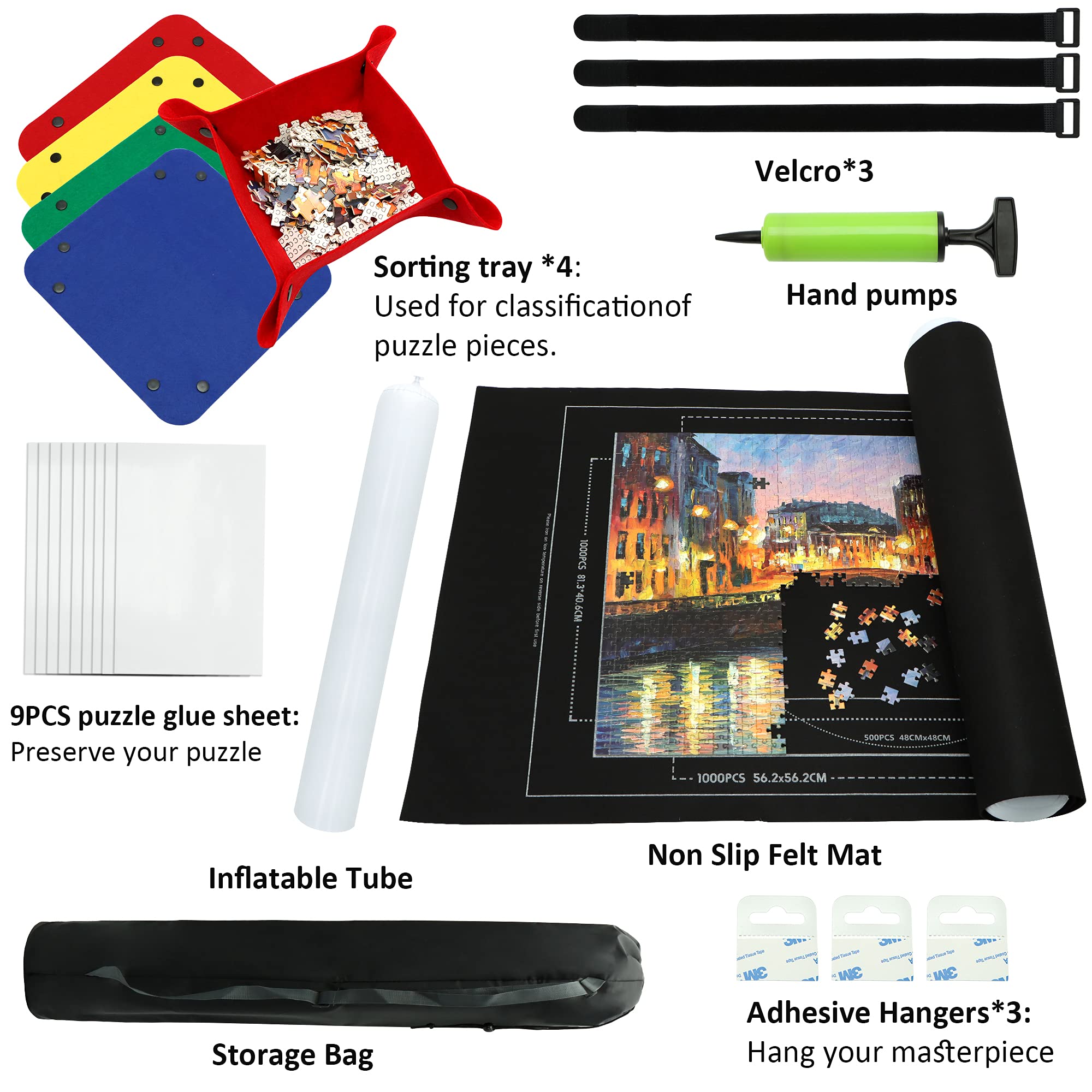 FELIZROCA inflatable tube supports puzzle layers during setup
