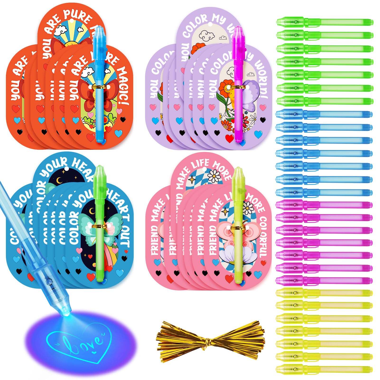 Feltom invisible ink pens with Valentines cards for classroom gifting
