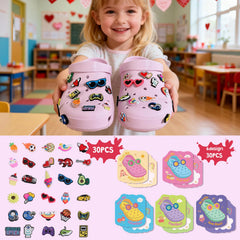 Feltom croc charm cards ready for valentine exchanges at school