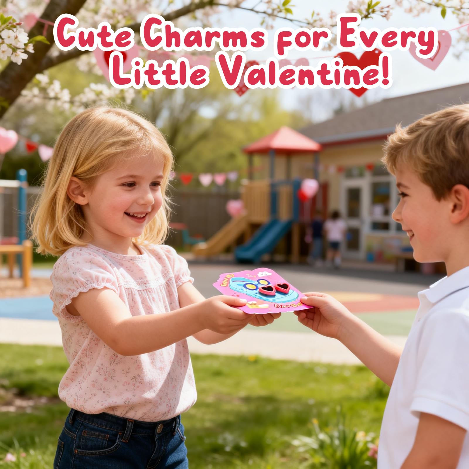 Feltom kids Valentine cards with charms for easy classroom gifting