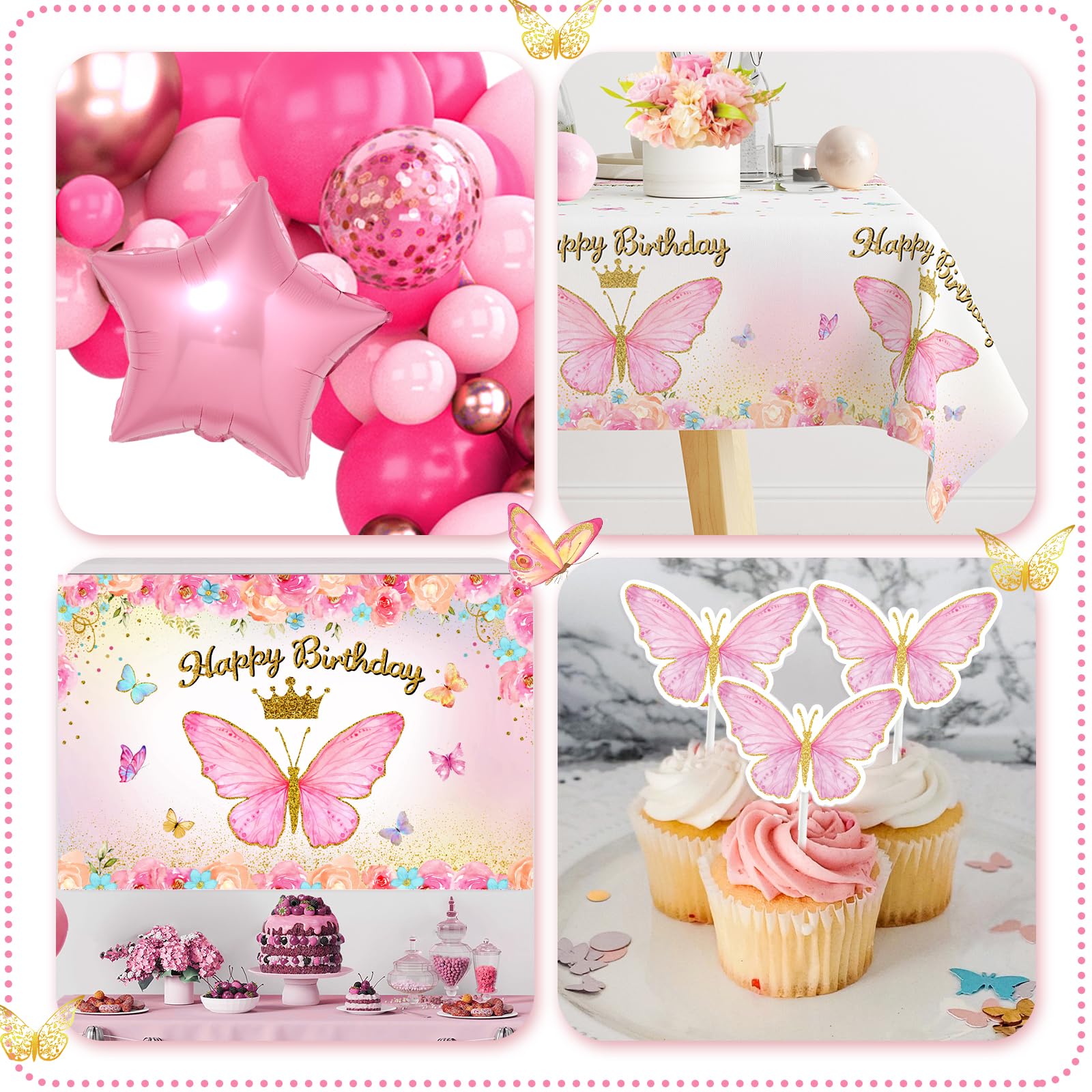 FengRise butterfly tablecloth protects surfaces while tying the theme together.