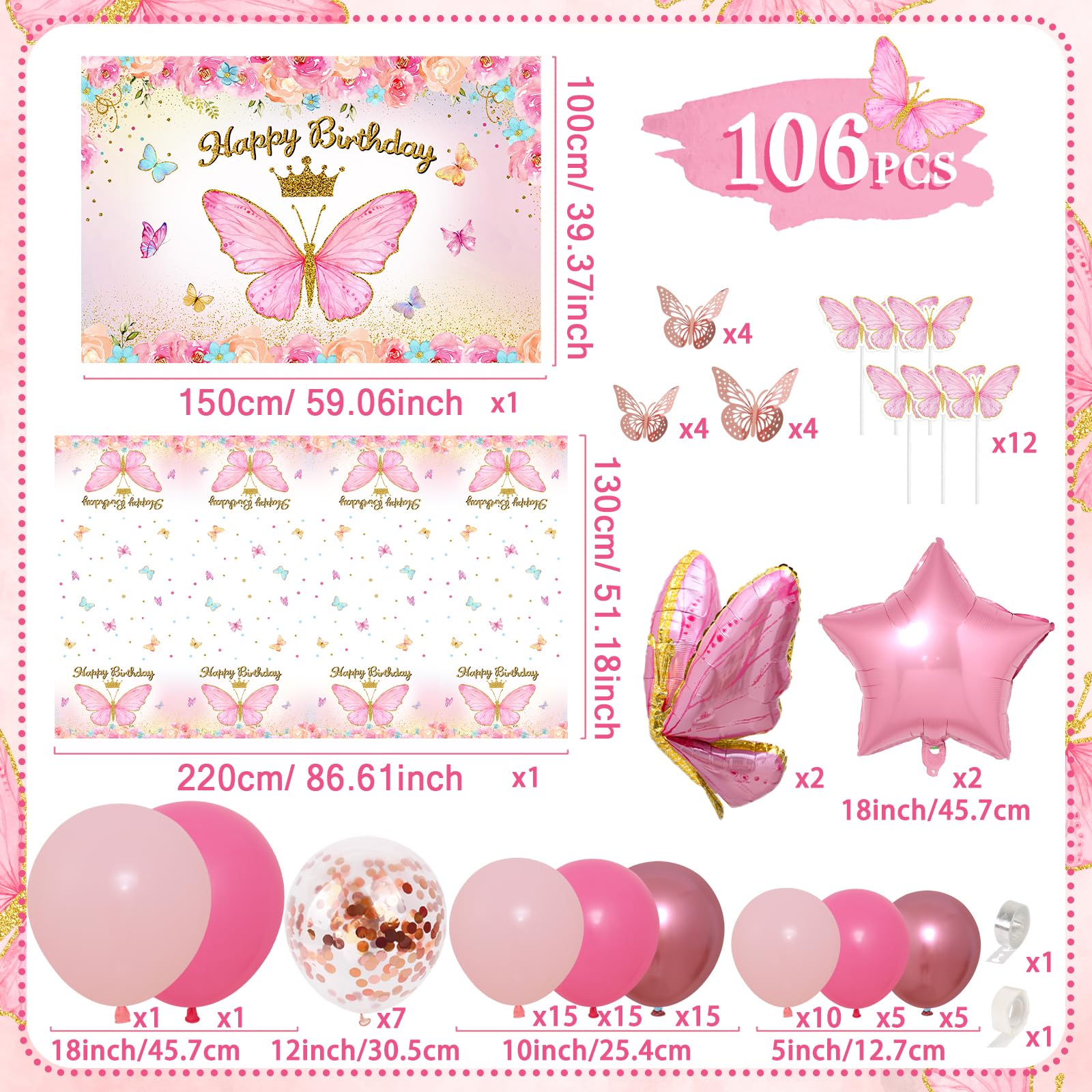 FengRise foil butterfly balloons add whimsy and sparkle to party displays.