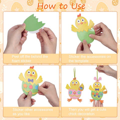 Fennoral chick assembly layout showing simple sticker placement for kids