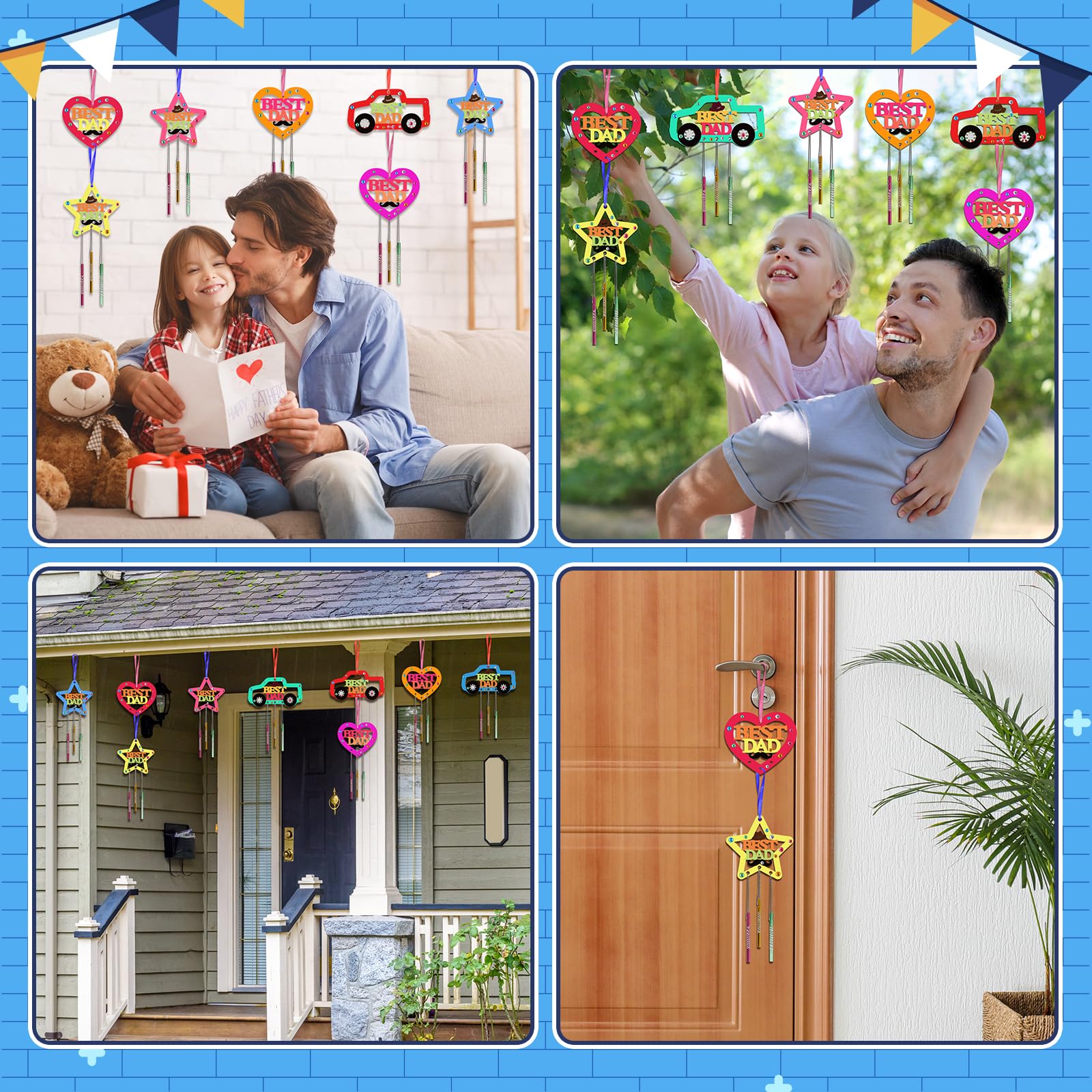 Fennoral color rope helps threading and hanging the finished wind chime.