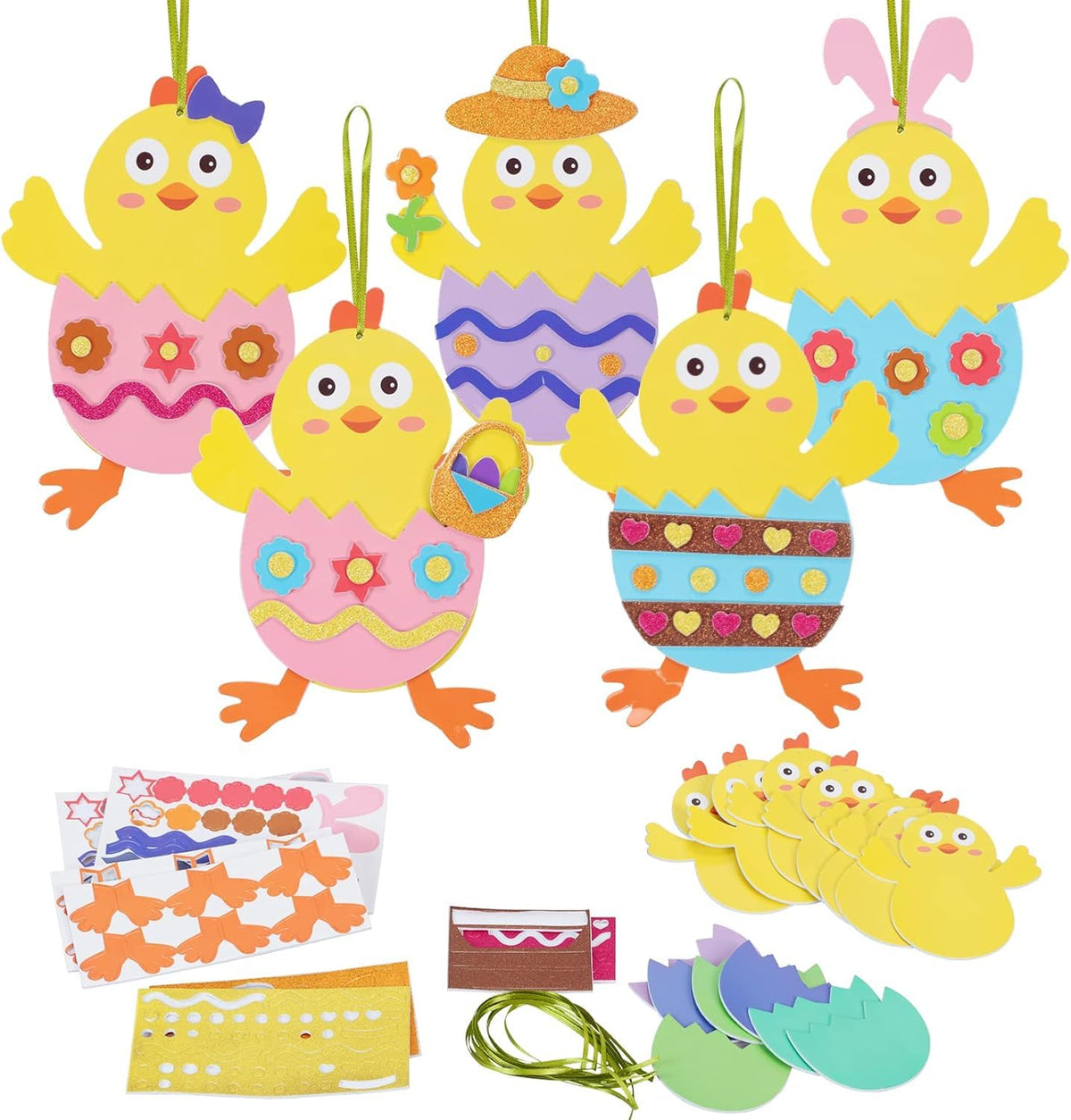 Fennoral Easter chick stickers pack for kids, soft EVA foam enables mess-free creativity