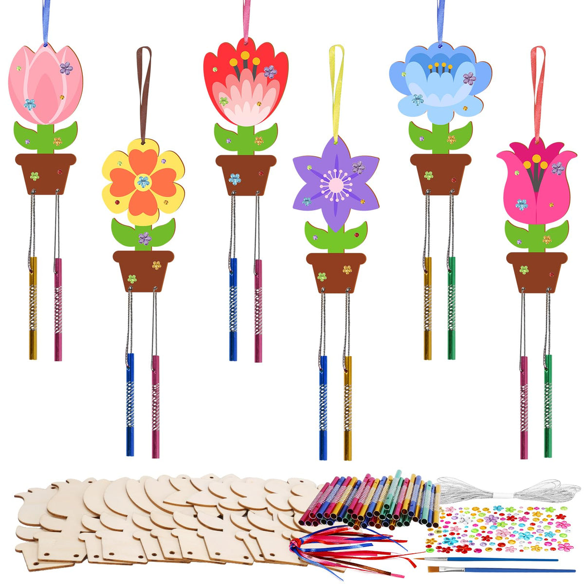 Fennoral flower wind chime kit package ready for DIY decorating and kids crafts