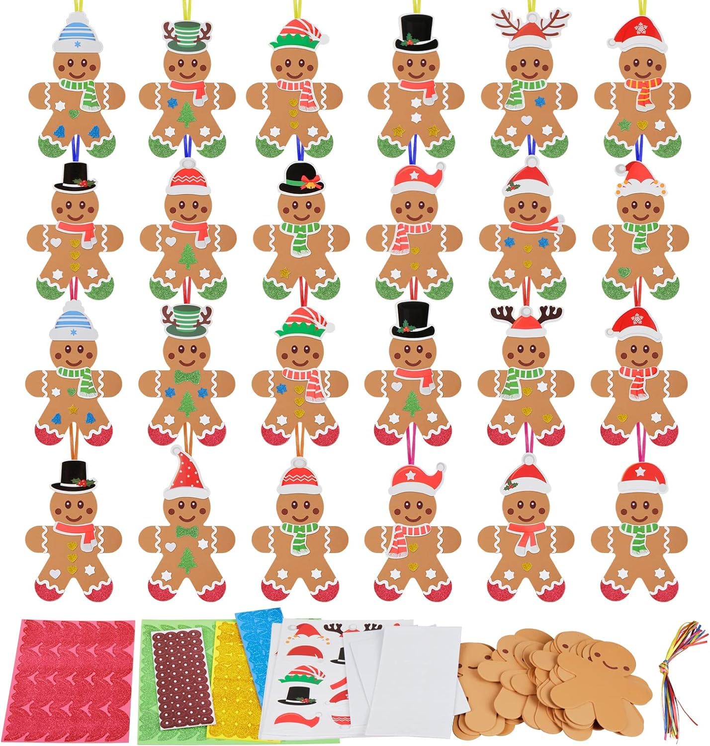Fennoral gingerbread-man craft set for kids with soft foam stickers, ideal for DIY decorations
