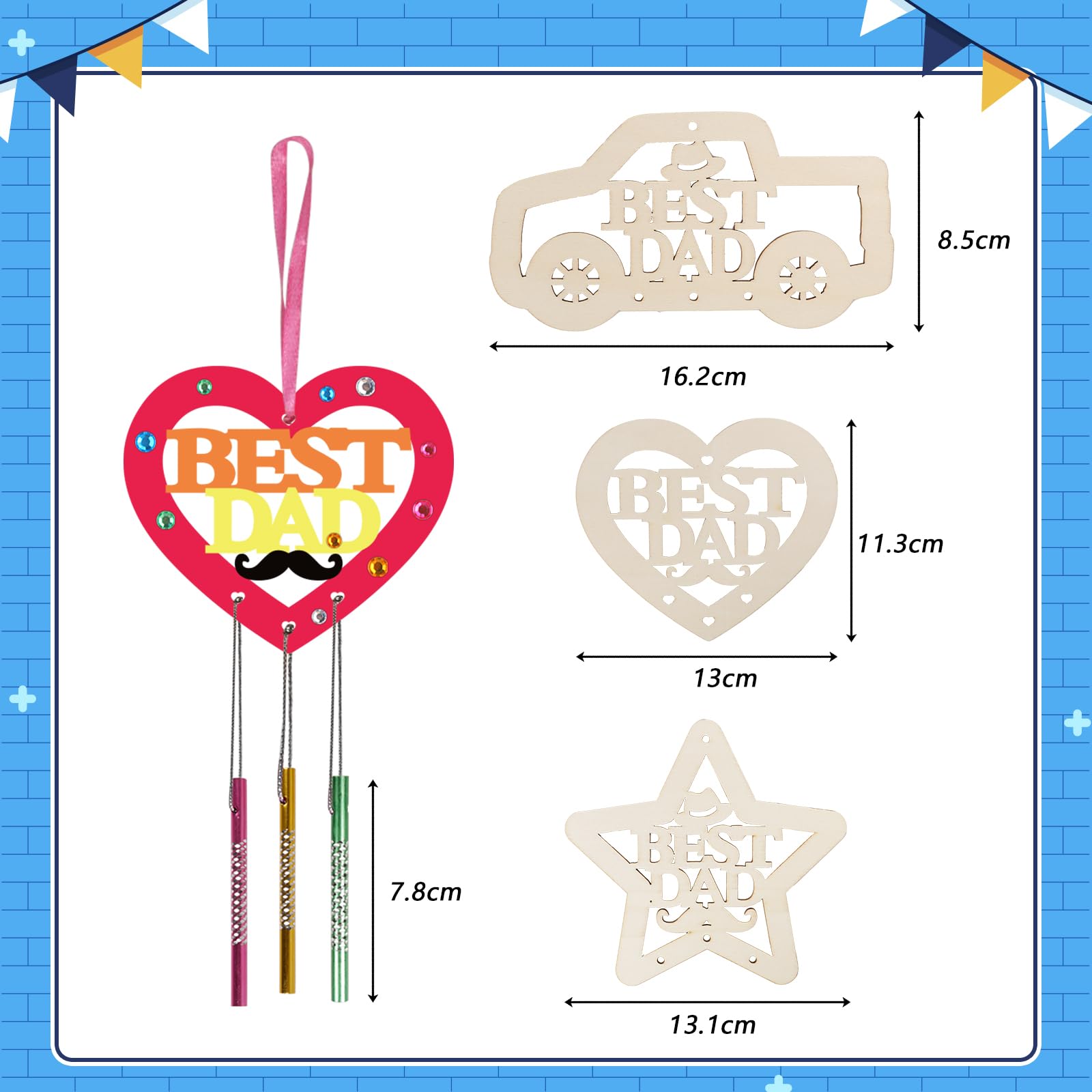 Fennoral rhinestone sticker adds playful sparkle to dad shapes.