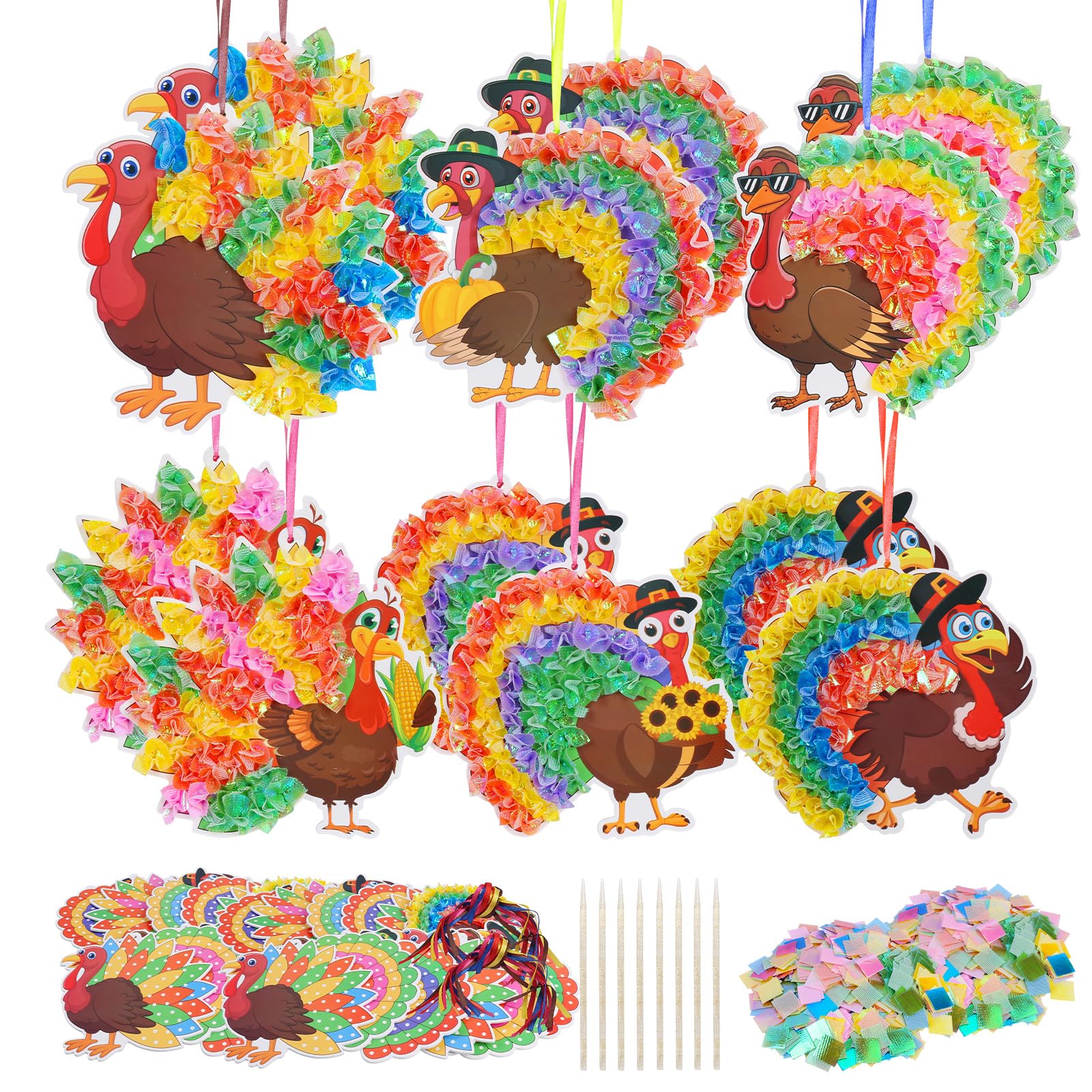Fennoral foam turkey templates for poke-in craft, kid-friendly project