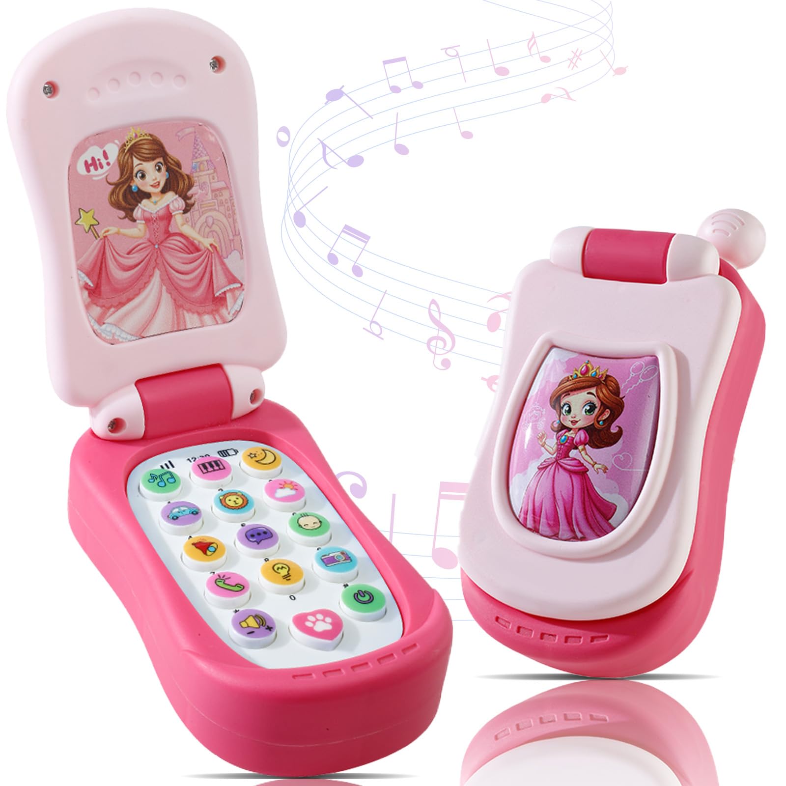 FENYAN baby cell phone toy with flip action promotes imaginative play and fine motor skills.