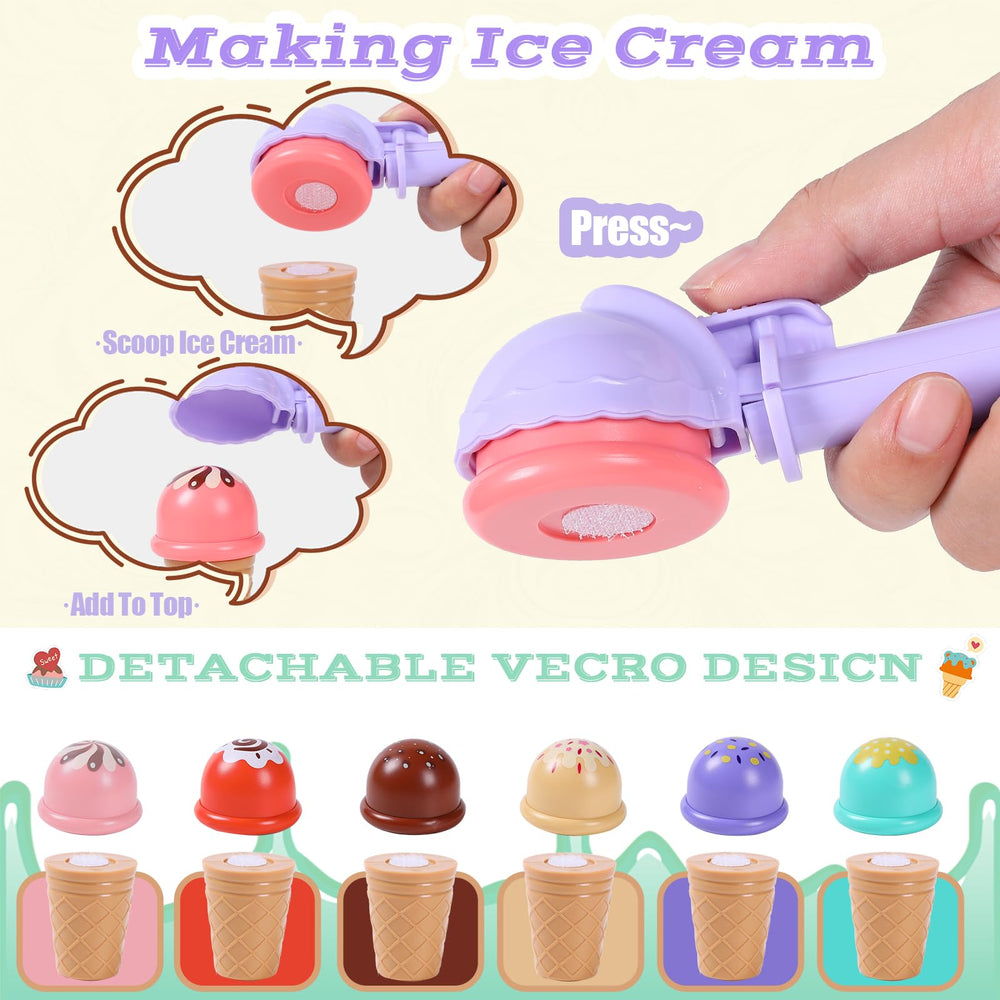 FENYAN ice cream cones provide stacking and serving pretend scoops.