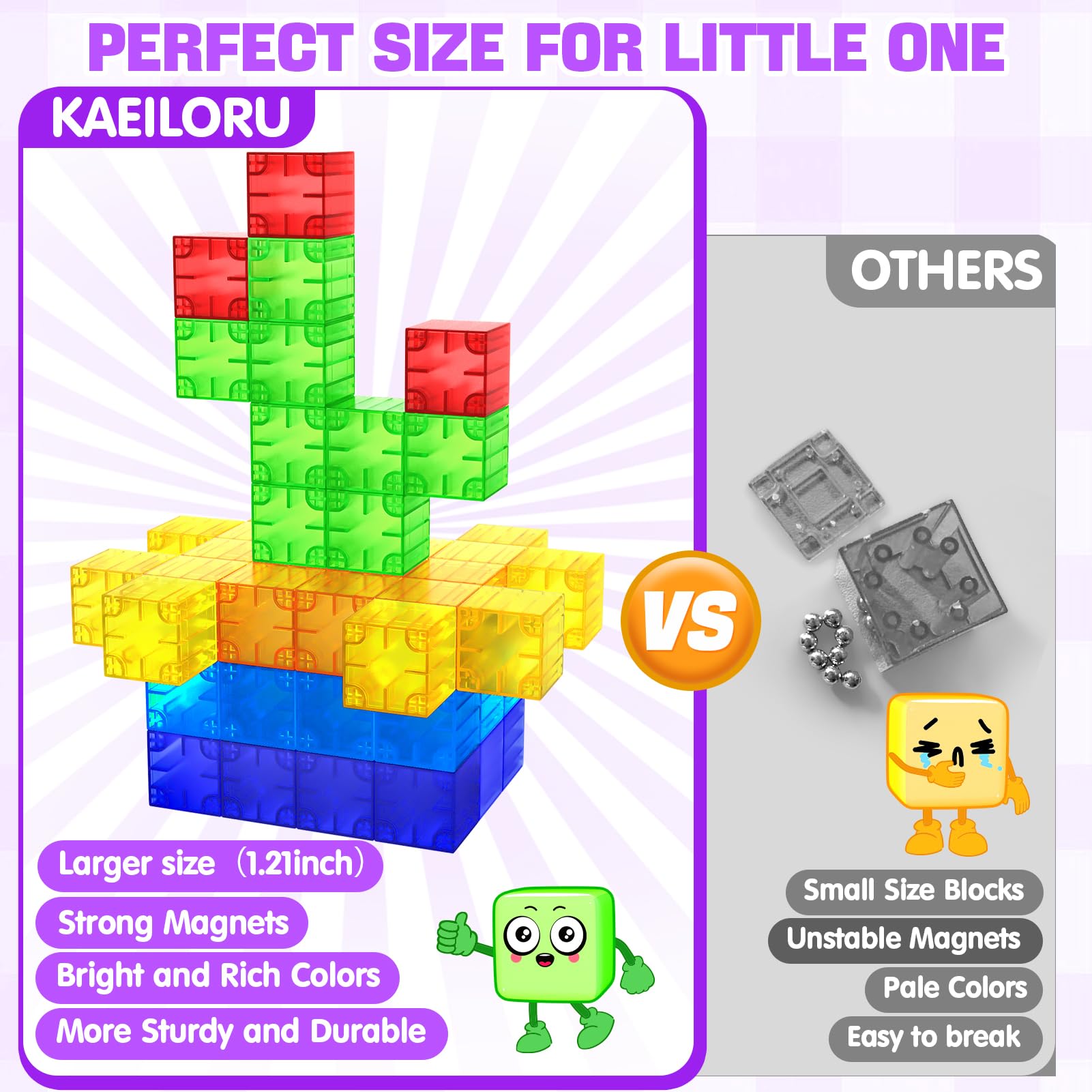 Feoxialy Magnetic Blocks rainbow cubes support color recognition and pattern play.