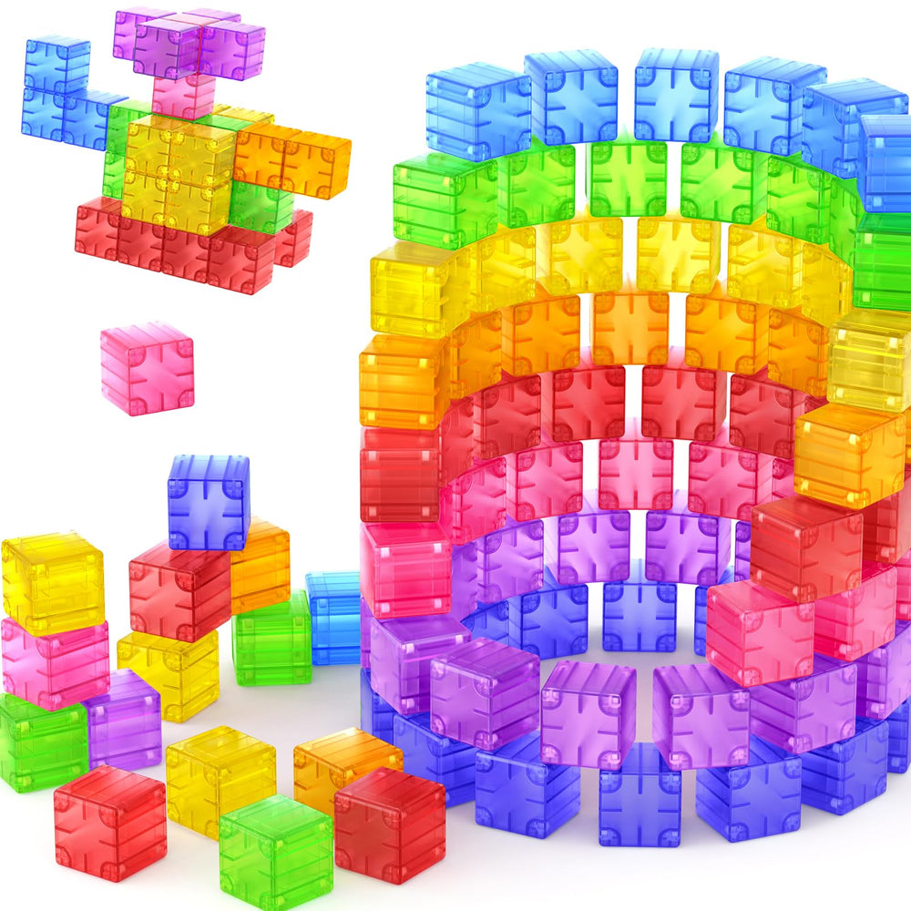 Feoxialy translucent cubes on a light table boost color sorting