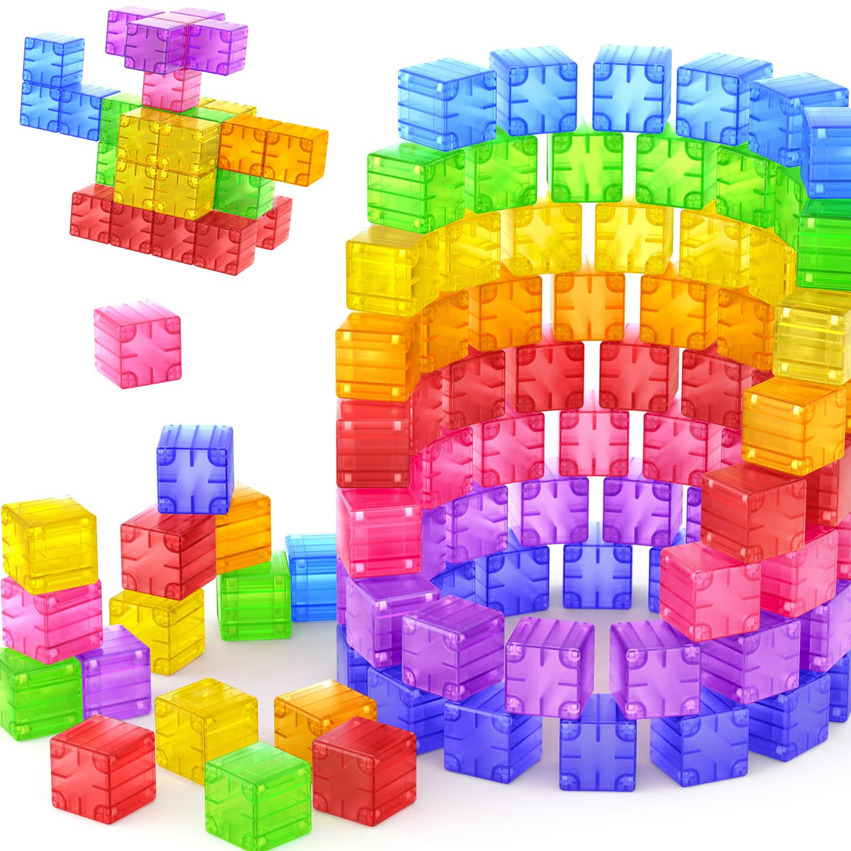 Feoxialy translucent cubes on a light table boost color sorting