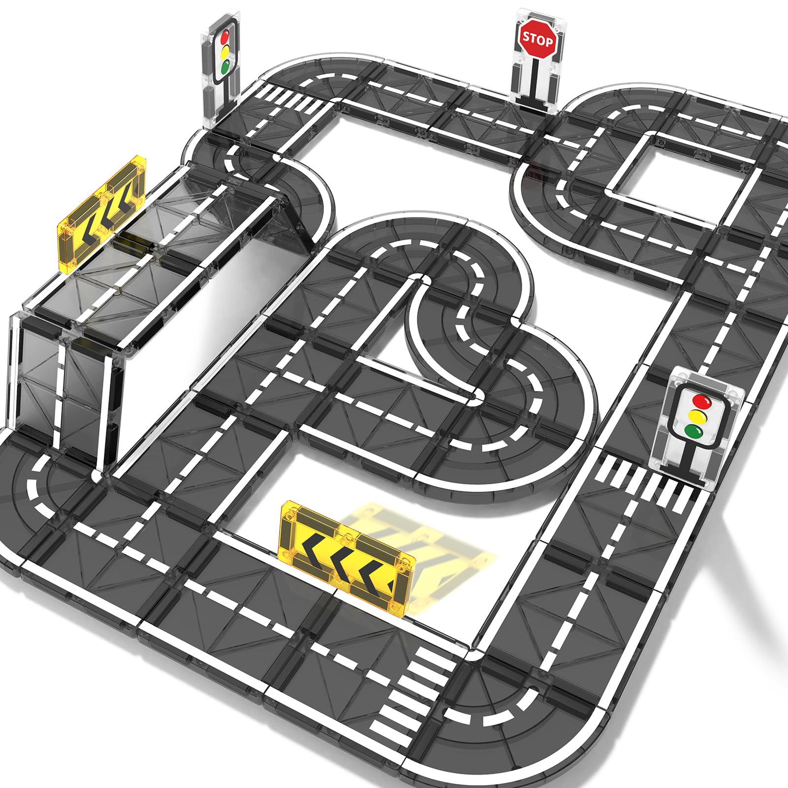 Feoxialy magnetic road tiles set road tiles spark imaginative city-building play