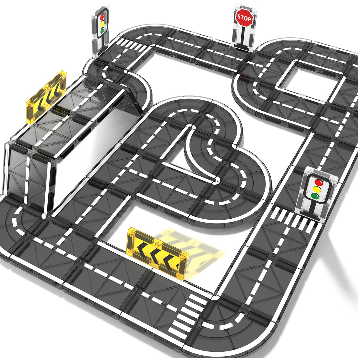 Feoxialy magnetic road tiles set road tiles spark imaginative city-building play