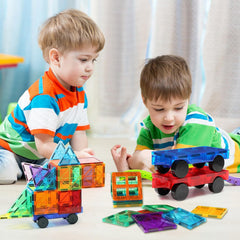 Feoxialy magnetic tiles yellow car base inspires colorful designs and secure connections.
