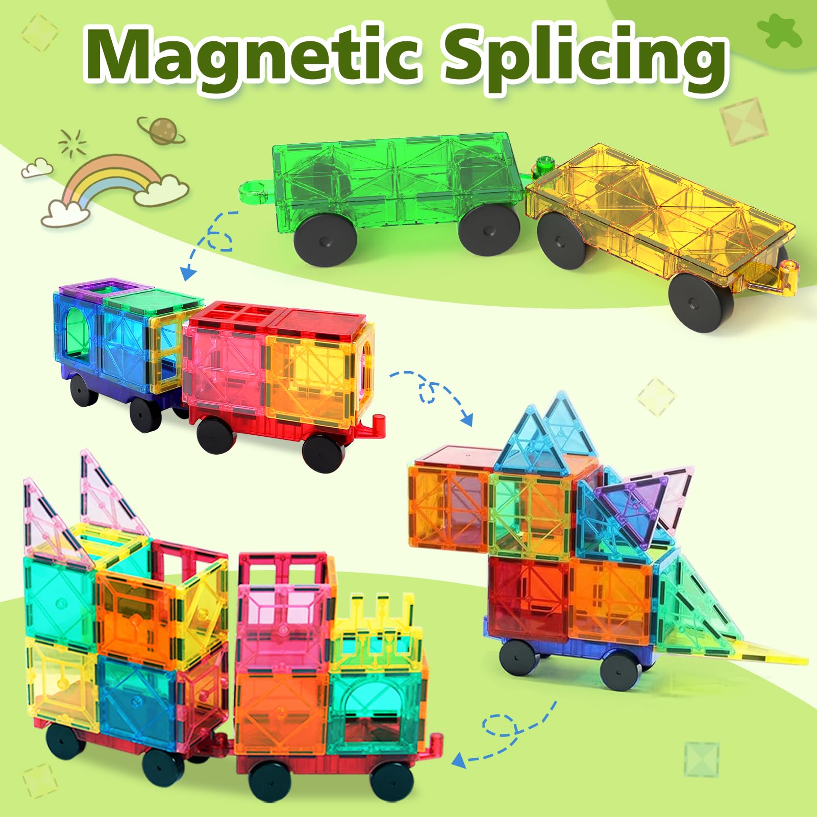 Feoxialy magnetic tiles expansion play broadens creativity with compatible expansion options.