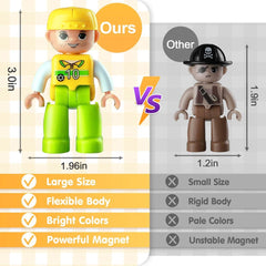 Feoxialy community helpers figures engage kids in collaborative magnetic tile building.