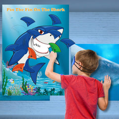 FEPITO shark poster wall decoration doubles as a birthday backdrop.