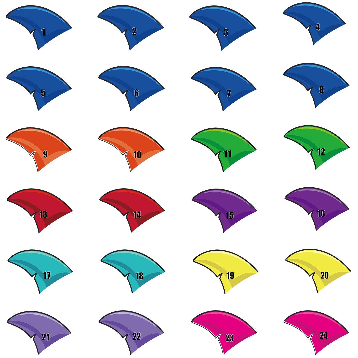 FEPITO shark fin stickers (24) easy to place and reposition.