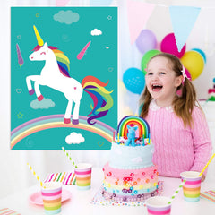 FEPITO Party set includes horn stickers, poster, and blindfolds for a lively unicorn game