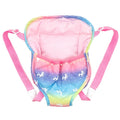 Ferberbears Rainbow doll carrier front view with easy on-off design for quick pretend play.