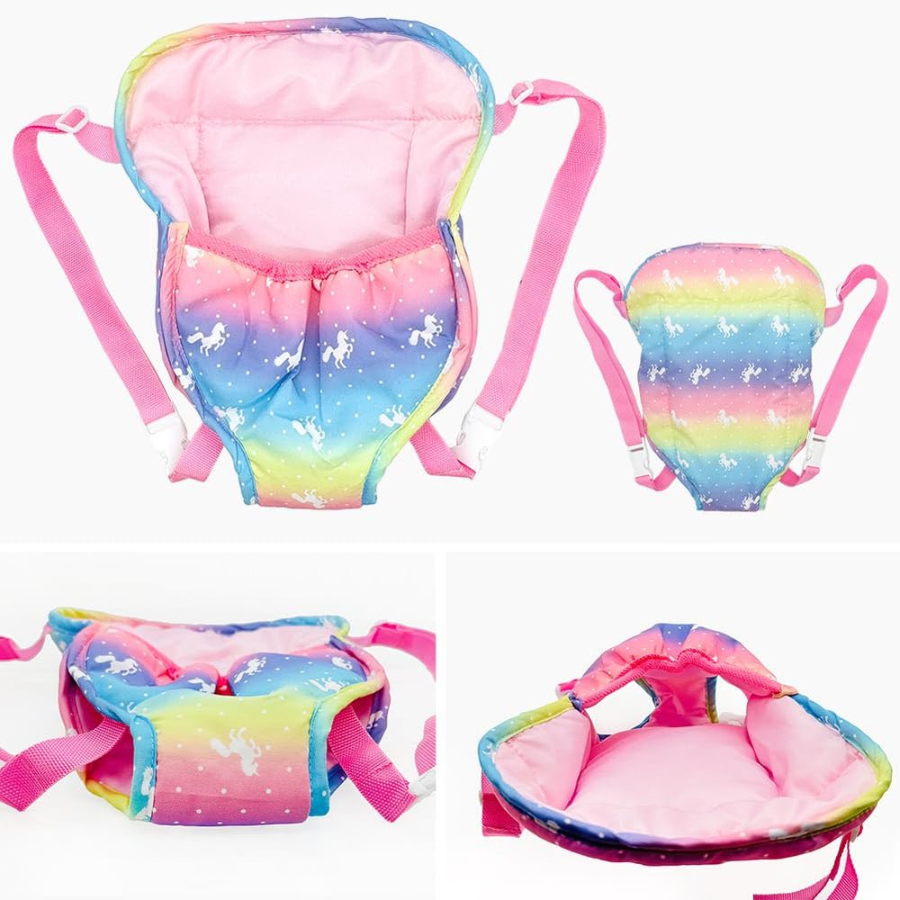 Ferberbears Rainbow doll carrier is washable and durable for everyday toy use.