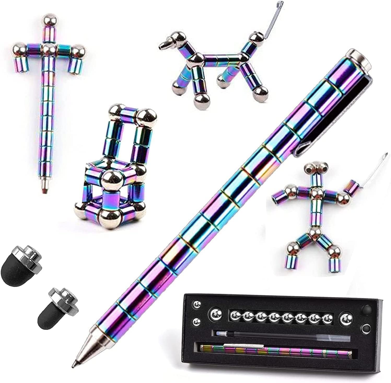 Ferbixo magnetic fidget pen close-up with rings for focused, creative play.