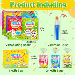 FEREDO KIDS Easter coloring book back with paint strip and brush for easy painting.