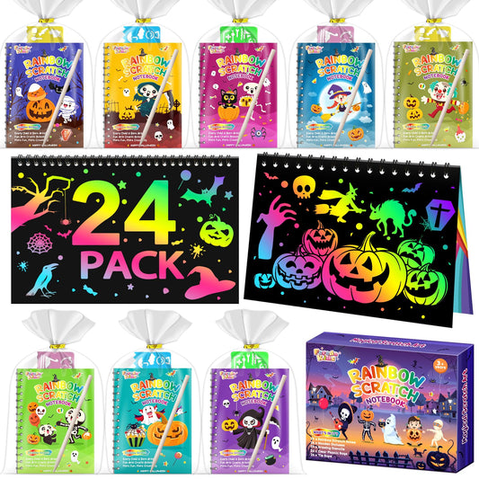 FEREDO KIDS Halloween scratch art notebooks bundle for colorful crafts and party favors