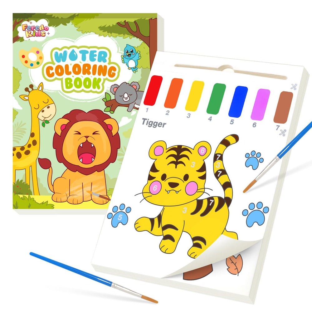 FEREDO KIDS Paint with Water animal book cover, easy cleanup for parents.
