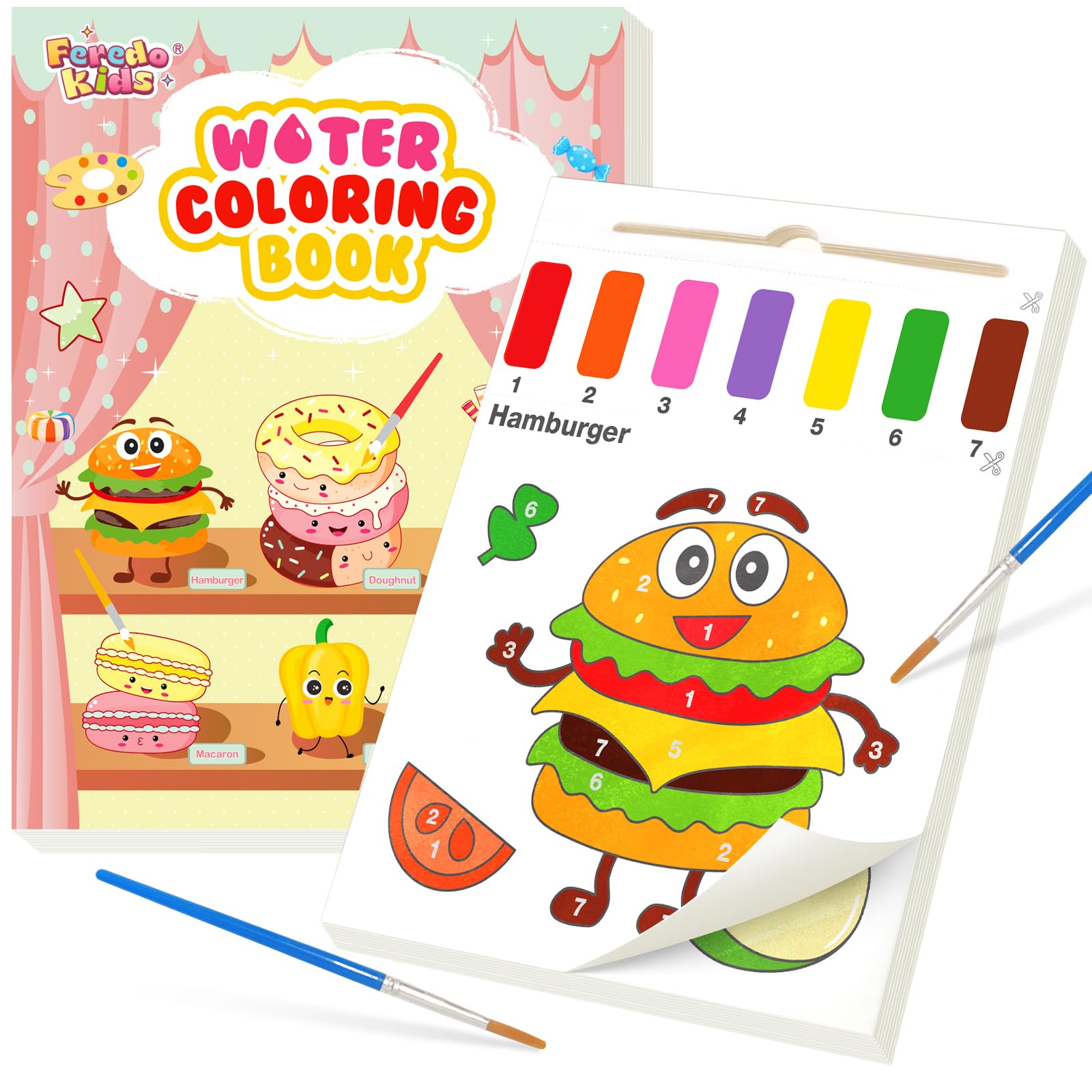FEREDO KIDS paint with water cover page showing mess-free setup for toddlers.