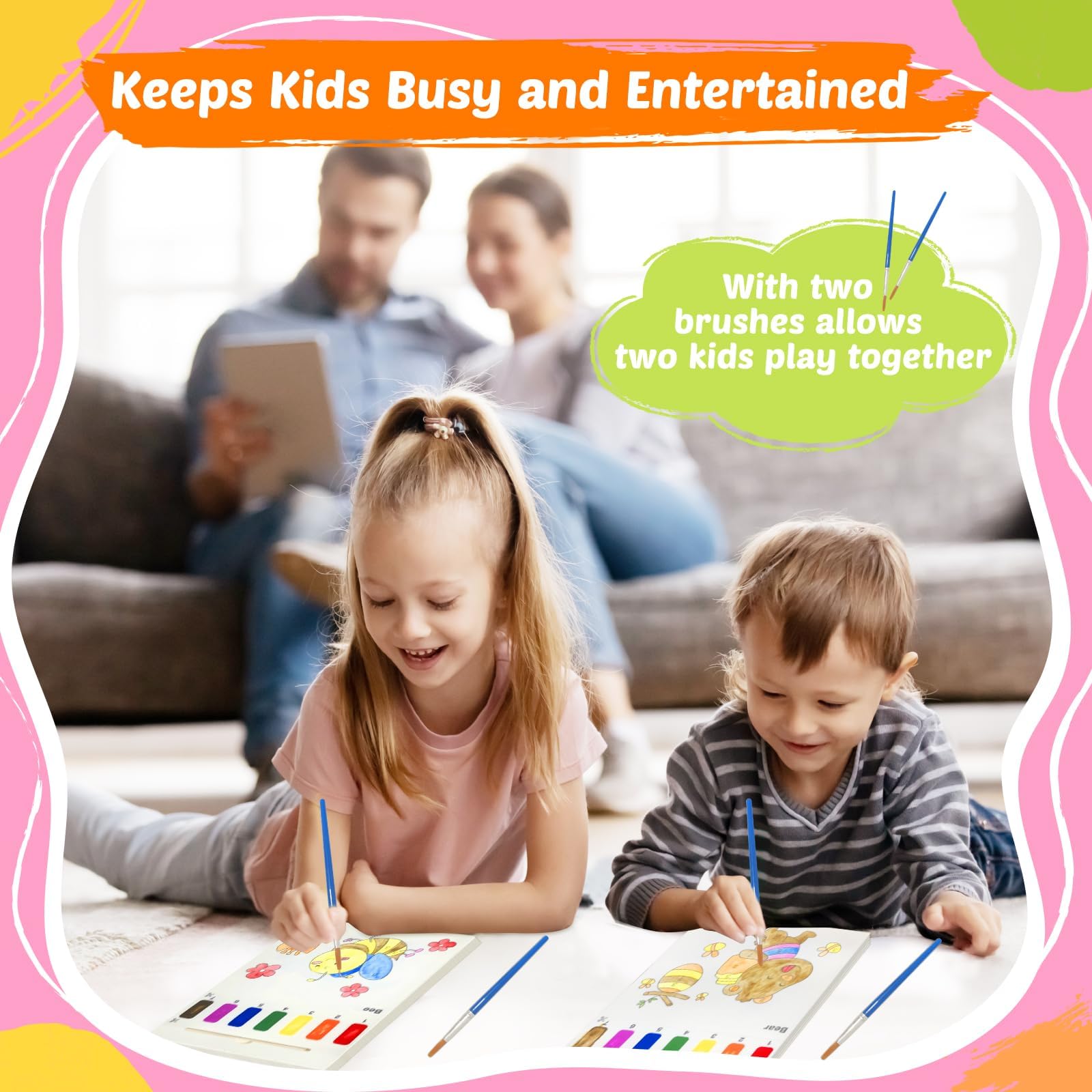 FEREDO KIDS Paint with Water elephant page, teaches color recognition.