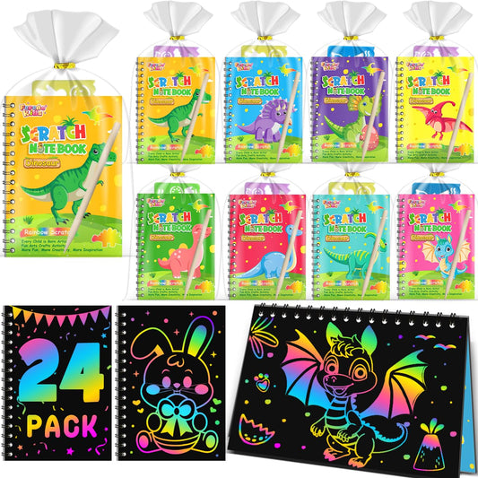 FEREDO KIDS scratch-art notebook reveals dinosaur rainbow colors for creative play