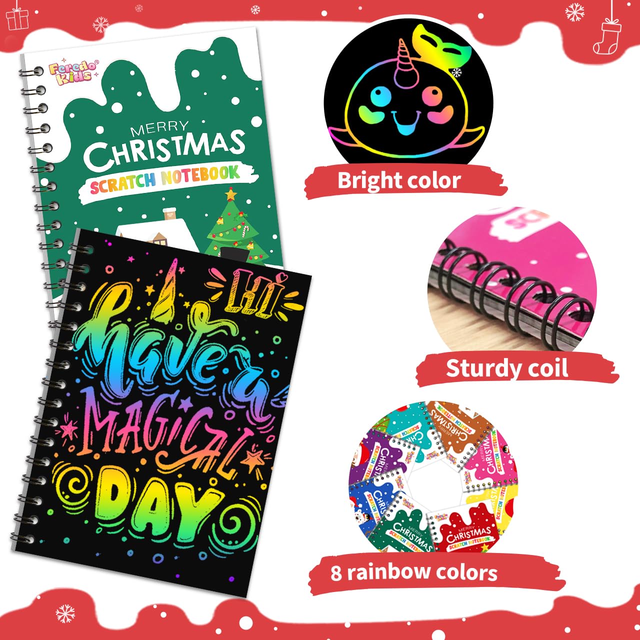FEREDO KIDS scratch art stencil set — helps kids outline cute shapes quickly.