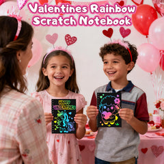 FEREDO KIDS scratch art stencils guiding cute shapes for colorful designs.