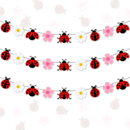 Festiblast daisy ladybug banner set 1 adds vibrant spring color to baby showers