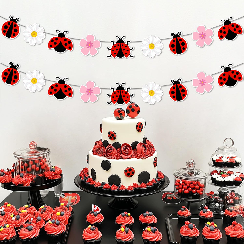 Festiblast daisy ladybug banner set 2 brightens girls' birthdays with playful details