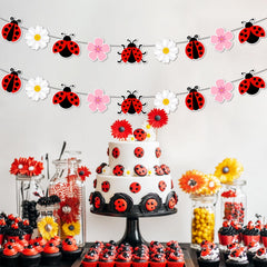 Festiblast ladybug and flowers banner 3pc for insect-theme parties