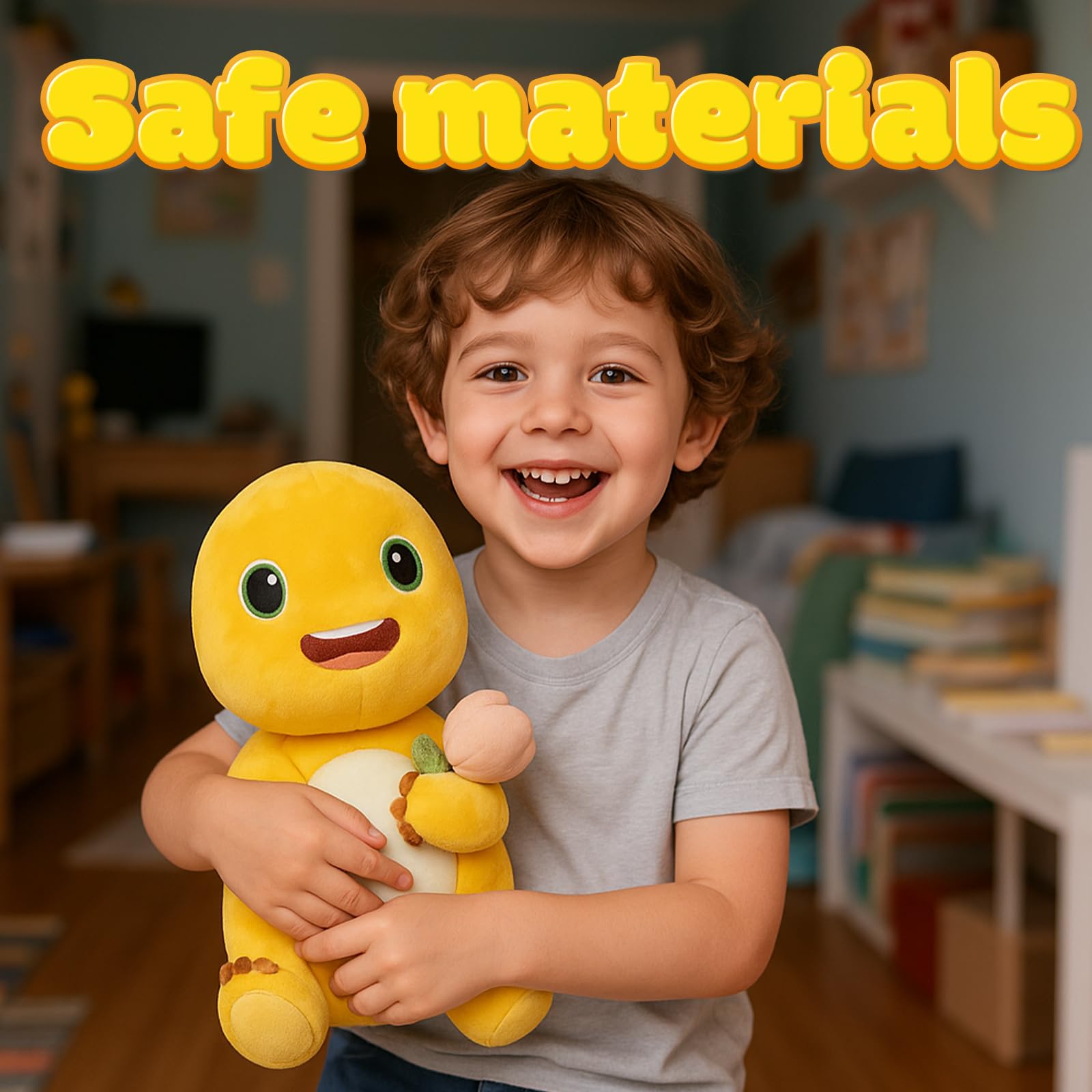 Fesuphy 35cm yellow dino plush ideal for cuddles and display