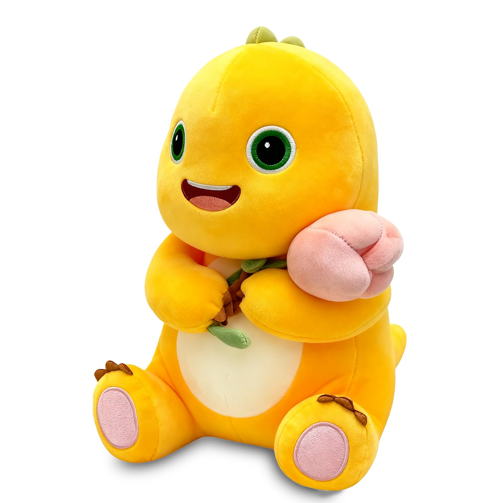 Fesuphy dinosaur plush pillow with flower for cozy hugs and decor