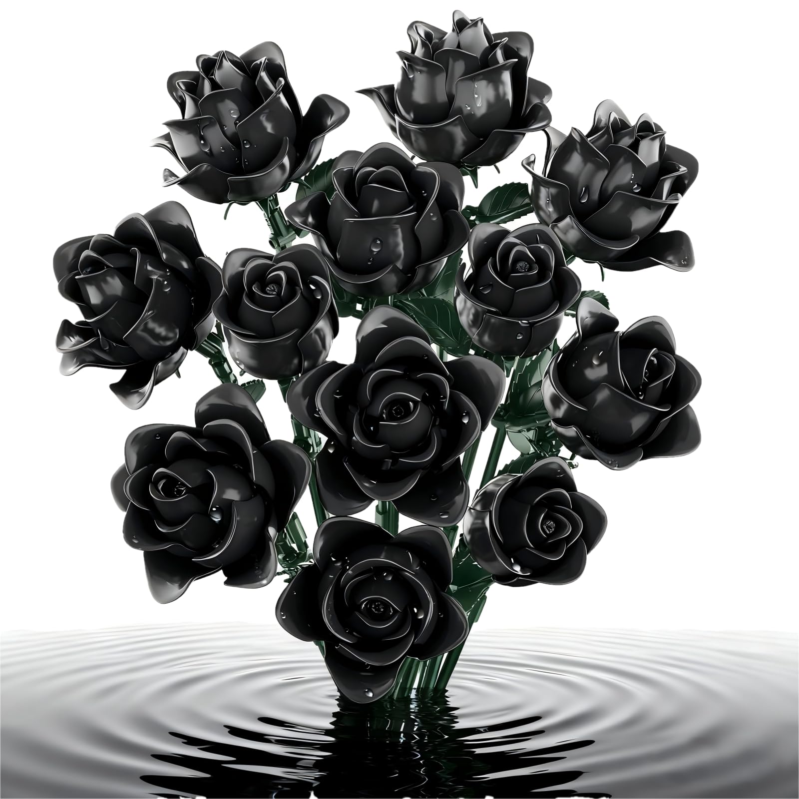 Feuymoent Black Rose Bouquet Building Set creates a lasting, elegant home display.
