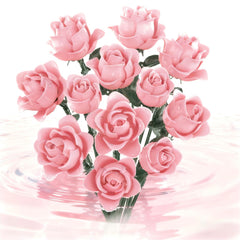 Feuymoent pink rose bouquet building set for timeless decor without maintenance