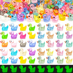 FEXIA 100pcs mini ducks glow-in-the-dark set for dollhouses and fairy gardens