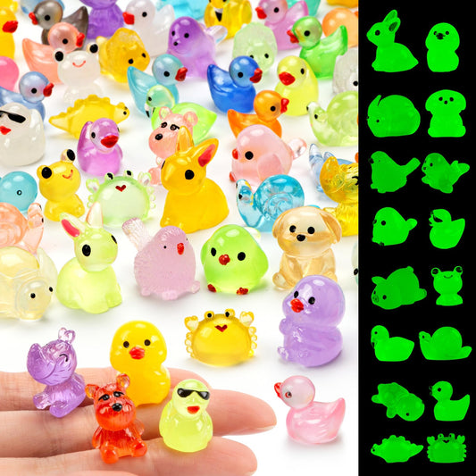 FEXIA glow mini duck figure glowing at night for garden and aquarium accents