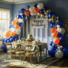 FEYG balloon arch assembly in progress demonstrates easy backdrop creation.