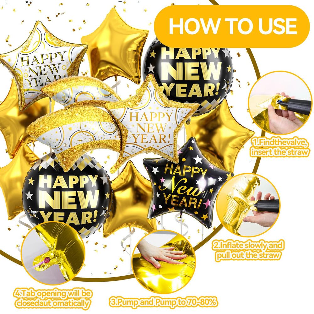 FEYG balloon arrangement ideas showcase chic black-gold vibes.